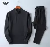 Trainingsanzug armani jogging homme sport long sleeves trousers 2piece noir